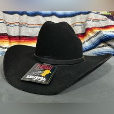 Never Worn Resistol Cowboy Hat - Ty Murray Collection. Black Felt/Wool. Size 71/4 New And Never Worn! Fitted Black Felt Hat For Western Events, Fitted Black Felt Hat For Country Events, Black Western Felt Hat For Winter, Black Winter Hat For Ranch, Fitted Black Felt Hat For Ranch, Black Country Felt Hat With Curved Brim, Fitted Black Hat For Western-themed Events, Black Wool Hat Band For Rodeo, Black Western Hat