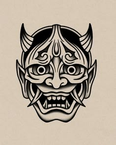 Japanese Face Mask Tattoo, Demon American Traditional Tattoo, American Traditional Hannya Mask, Omni Mask Tattoo Design, Traditional Tattoo Art Japanese, Old School Tattoo Men Ideas Traditional Styles, Japanese Traditional Tattoo Design, Old School Japanese Tattoo, Japanese Oni Tattoo