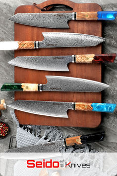 Seido Kiritsuke Damascus Steel Chef Knife Japanese Kitchen Knife, Japanese Chef Knife, Damascus Chef Knives, Unique Knives, Japanese Kitchen Knives, Food Equipment, Dickies Shorts, Amazing Food Art, Japanese Chef