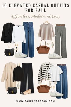 Elevated casual fall outfits for women—a curated collection of 10 autumn outfit options that combine ease with style. Get inspired by our fall fashion outfits and create your own fall outfit ideas. Boost your fall style and build a versatile fall capsule wardrobe. Discover cute, classy, and cozy everyday fall outfits; this is a must-read for anyone loving casual fall fashion. 35 Womens Fashion, Outfit Ideas Woman Over 40, Elevated Fall Fashion, Cool Capsule Wardrobe, Fall 2024 Travel Outfits, Outfit Ideas 2024 Fall, Everyday Work Outfits Casual, Classy Casual Fall Outfits, Midsize Fashion Over 50