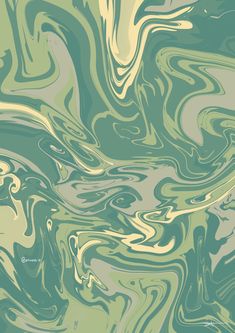 an abstract painting in shades of green and yellow