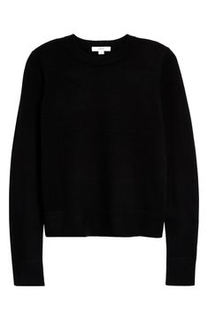 Ultrasoft cashmere yarns give luxurious softness to this classic sweater with ribbed trim. 22" length (size Medium) Crewneck Long sleeves 100% cashmere Dry clean or hand wash, dry flat Imported Womens Black Sweater, Winter Capsule, Cashmere Yarn, Classic Sweater, Black Sweater, Cashmere Sweater, Cashmere Sweaters, Black Sweaters, Crew Neck Sweater