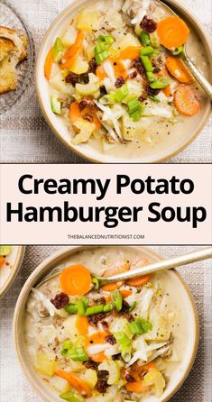 creamy potato hamburger soup with carrots and celery