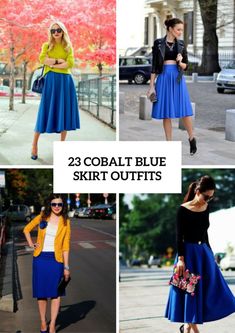 Fabulous Cobalt Blue Skirt Outfits To Repeat Cobalt Blue Midi Skirt Outfit, Cobalt Skirt Outfit, Royal Blue Pleated Skirt Outfit, Bright Blue Skirt Outfit, Colbolt Blue Outfit, Cobalt Blue Skirt Outfit, Royal Blue Skirt Outfit Ideas, Royal Blue Skirt Outfit, Blue Midi Skirt Outfit