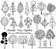 the doodle tree clipart is available for all kinds of projects and crafts, including this