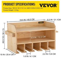 the product is labeled with measurements for each item