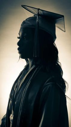 a woman wearing a graduation cap and gown