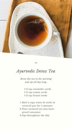 Ayurvedic Fall Cleanse, Ayurvedic Tea Recipes, Aryuvedic Recipes, Ayurveda Drinks, Ayurvedic Breakfast, Ayurvedic Drinks, Ayurvedic Lifestyle, Ayurvedic Tea, Ayurveda Diet