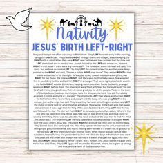 the nativity jesus's birth letter - right printable for kids and adults