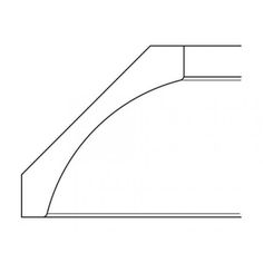 a line drawing of a curved corner on a white background, with the top half drawn out