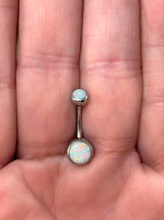 Titanium implant grade double White opal Bezel internally threaded Belly button ring..14g..11mm Opal Belly Button Ring, Opal Belly Button Piercing, Body Sparkles, Opal Piercing, Opal Belly Ring, Belly Button Piercings, Belly Piercing Ring, Button Piercing, Belly Piercing Jewelry