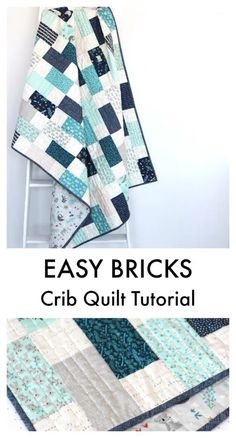 an easy to make quilt with the words easy bricks crib quilt pattern on it