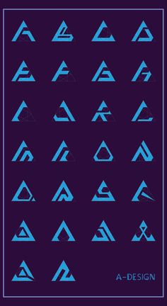 blue triangles are arranged on a purple background