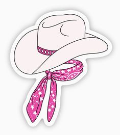 Cute pink sticker of cowgirl hat and pink scarf. High quality vinyl sticker. Great to decorate laptops, water bottles, car windows, coolers, phone cases, journals, and more. Details: 2.6" x 3.0" Printed and shipped with care from the U.S.A. High quality and durable vinyl, indoor and outdoor use Waterproof and weather resistant Pink Western Aesthetic, Stickers Rosa, Barbie Cowboy, Cowboy Boots Drawing, Cowboy Stickers, Cowboy Hat Sticker, Stickers For Iphone, 2024 Stickers, Pink Cowboy Boots