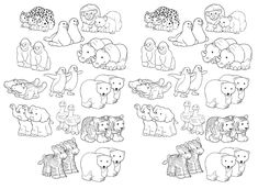 a bunch of animals that are drawn in black and white