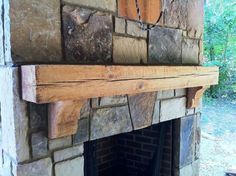 (ad) How to build an outdoor Stacked stone Fireplace *** You can find out more details at the link of the image. Reclaimed Fireplace Mantel, Rustic Fireplace Mantle, Mantel Corbels, Wood Mantle Fireplace, Wooden Corbels