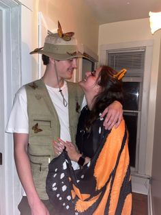 Ladybug And Bug Catcher Costume, Butterfly Catcher And Butterfly Costume, Hollow Web Costume Ideas, Couples Butterfly Costume, Bug And Bug Catcher Costume, Bee And Bee Keeper Costume Couple, Zoo Keeper Couple Costume, Ladybug Couple Costume, Butterfly And Bug Catcher Costume