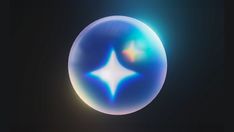 an image of a blue ball with white stars in the center on a black background