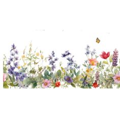 watercolor painting of flowers and a butterfly