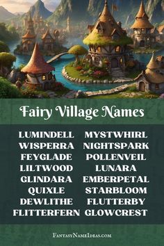 an advertisement for fairy village names