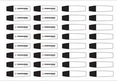 an image of black and white labels for different types of knives on a white background