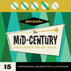 the mid century procreate brush pack includes 15 professional brushes for illustrators