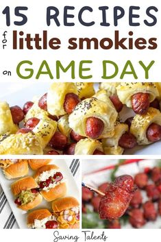 Roundup of 15 little smokies appetizers for game day! Enjoy this list of 15 lil smokey snack recipes for your Super Bowl football party! Lil Smokies Appetizer Recipes, Dairy Free Football Party Food, Recipes With Lil Smokies, Football Game Snacks Appetizers, Little Smokies Appetizers, Smokies Appetizers, Game Day Snacks Football, Football Game Appetizers, Football Snacks Appetizers