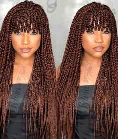 Braid With Bangs For Black Women, Micro Braids With Bangs, Bangs Braids Black, Fringe Braids For Black Women, Braids With Fringe Black Women, Knotless Braids With Bangs, Braids With Bangs Hairstyles