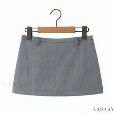 Lasaky - Chic Vintage High-Waisted Mini Skirt with Sexy and Modest Design Fitted Solid Color Mini Bottoms, High Waist Stretch Mini Skirt, Stretch High Waist Solid Color Mini Skirt, Fitted Gray Skirt With Pockets, Gray Fitted Skirt With Pockets, Non-stretch High Waist Mini Skirt, Fitted Mini Skort Solid Color, Gray Stretch Mini Bottoms, Fitted Mini Skort In Solid Color