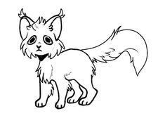 a drawing of a fox with big eyes