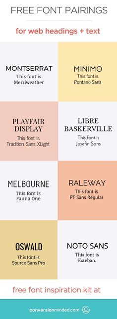 different font styles and colors with the text free font pairings for web headings + text