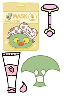 an assortment of items including a mask, hair brush and other things to make it look like