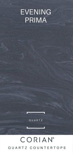 the cover of evening prima by coran quatz countertops, featuring an abstract