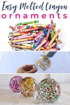 an easy melted crayon ornament craft for kids to make and decorate