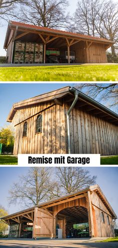 Stilvolle Remise als Unterstellplatz mit zusätzlichem Tor. Pergola Carport, Barn Shop, Barn Storage, Carport Garage, Barn Renovation, Storage Shed Plans, Garage Shed, Entertaining Kitchen