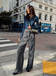 Princess Polly mid-rise  Archer Pants Pinstripe Grey Tailor Trousers Outfit, Grey Checked Pants Outfit, Grey Pants Outfits For Women, Gray Striped Pants Outfit, Blue Pants Women Outfit, Grey Pinstripe Pants Outfit, Grey Pinstripe Pants Outfit Women, Grey Dress Pants Women Outfit, Grey Pants Women