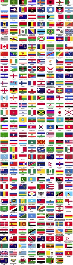 the world's flags in different colors and sizes