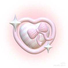 a pink heart shaped object with a bow on it's side and stars in the middle