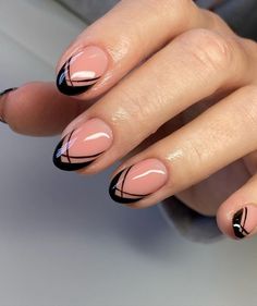 19 Chic French Nail Ideas for Fall 2023 - thepinkgoose.com French Tip Nail Designs Almond Shape, Clear Black And Silver Nails, Black On Black Nails French, Cute February Nails Black, Pink And Black French Manicure, Elegant Black French Tip Nails, Black And Gold French Manicure, Black French Manicure Ideas, Unique Black French Tip Nails