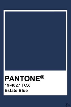 pantone's blue color is shown with the words, estate blue on it