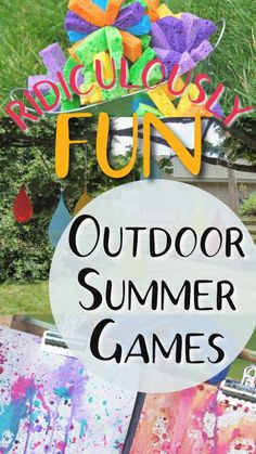 an outdoor summer game with the words ridiculous fun in front of it and colorful artwork