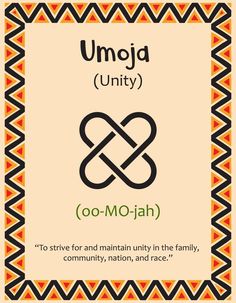 A card with one of the Kwanzaa principles. Symbol Umoja means Unity in Swahili. Poster with sign and description. Ethnic African pattern in traditional colors. Vector illustration Umoja Kwanzaa, Kwanzaa Umoja, African Poster, Pet Advertising, Kwanzaa Principles, Happy Kwanzaa, Illustration Advertisement, Holiday Inspo