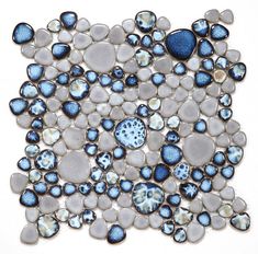 a blue and white mosaic tile design