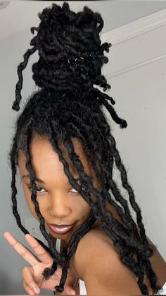 Follow for more Feminine Locs, Thick Dreadlocks, Loc Maintenance, Locs Journey, Blk Women, Loc Inspiration, Loc Hairstyles, Curly Braids, Beautiful Locs