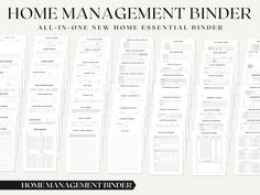 the home management binder is shown in black and white