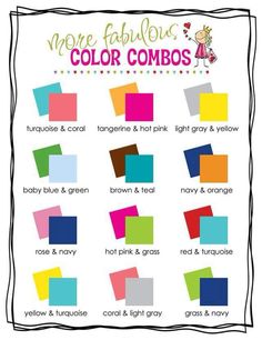 the color combos poster is shown with different colors and shapes for each child's room