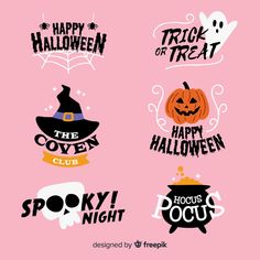 halloween stickers on a pink background