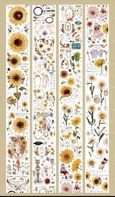 three different types of flower stickers