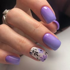 Nails Flowers Designs, Purple Nail Art, Nails Yellow, Lavender Nails, Cute Nail Art Designs, Purple Nail, Short Nails Art, Trendy Nail