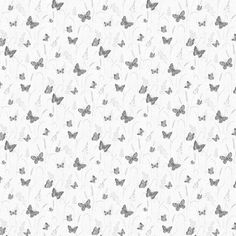 a white and gray wallpaper with butterflies on it